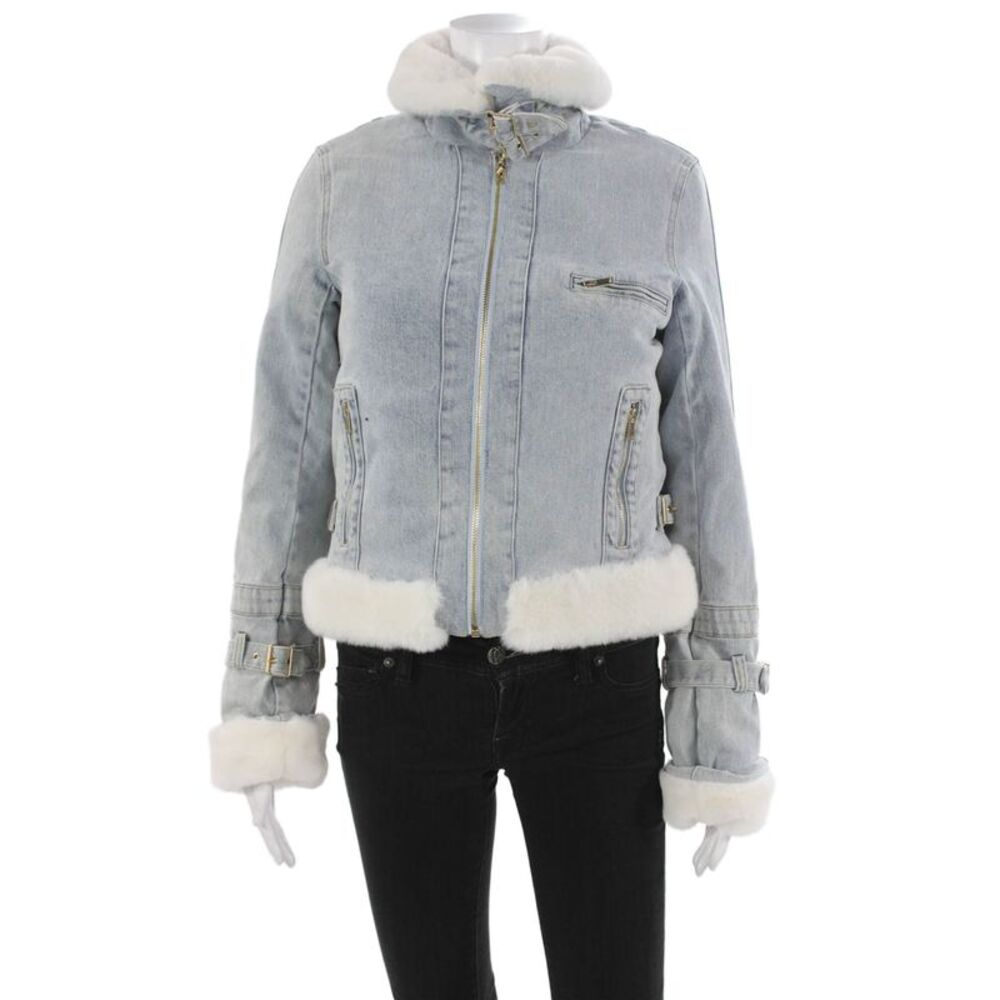 Generation Love Women Motorcycle Jacket Blue Zip Long Sleeve Size XS